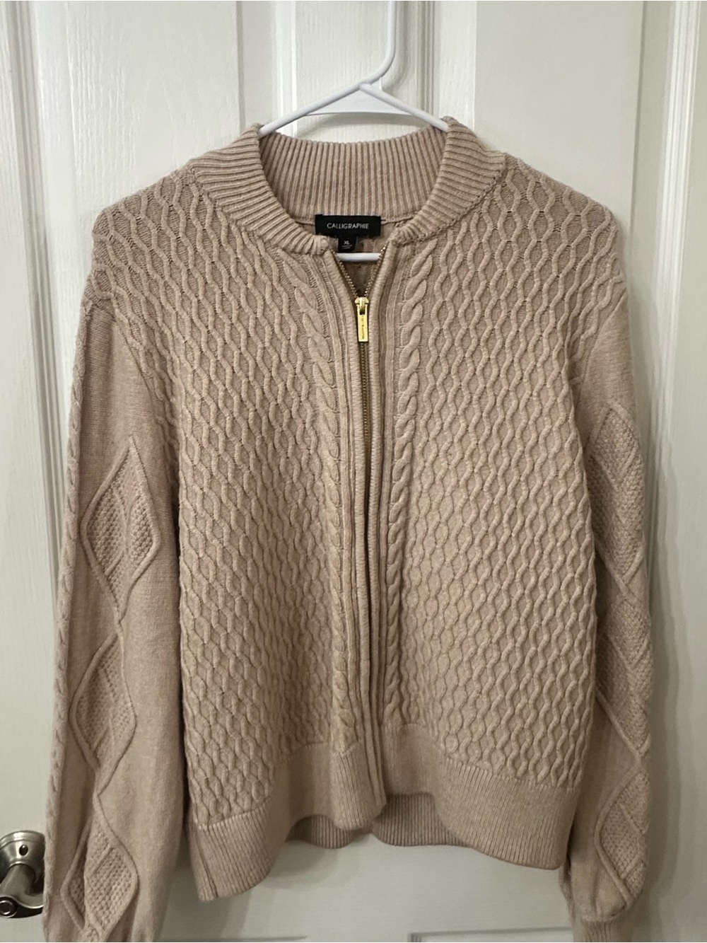 Calligraphie by Anthropologie cable-knit full-zip cardigan sweater, XL